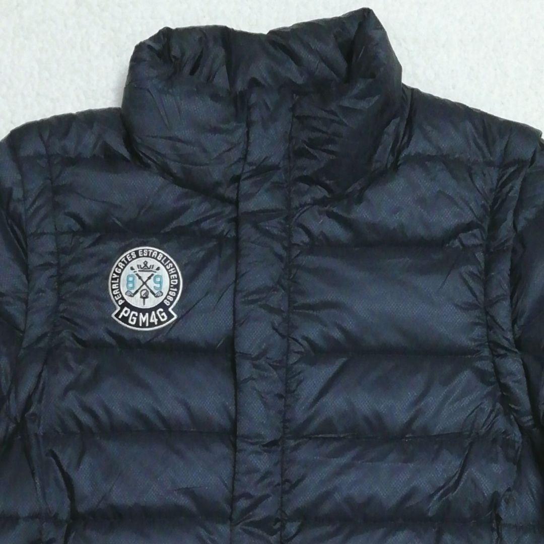 美品パーリーゲイツ 刺繍2wayダウンジャケット(6)Wジップ ダークネイビー色