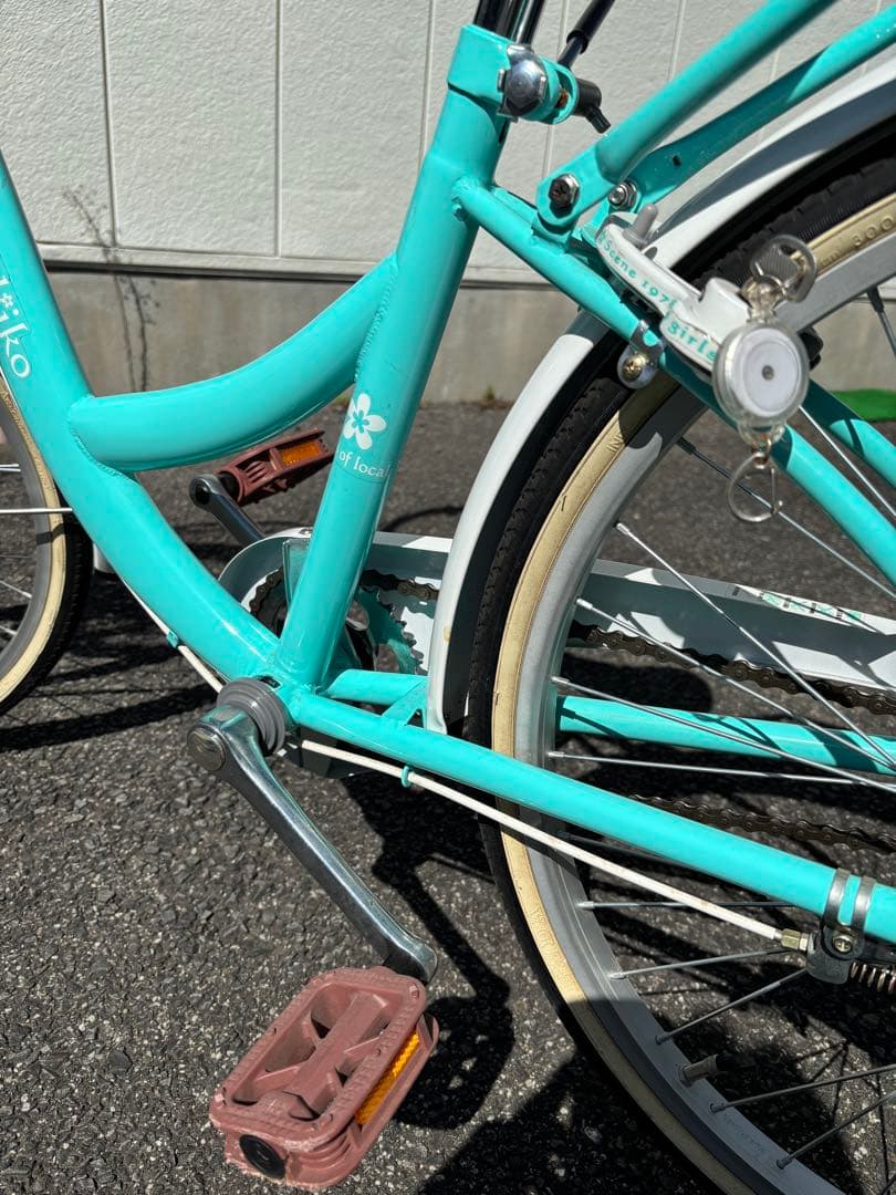 子供用自転車 24インチミントグリーン 前カゴ付き