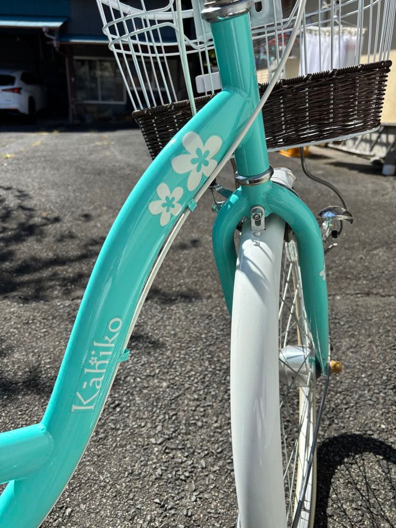 子供用自転車 24インチミントグリーン 前カゴ付き