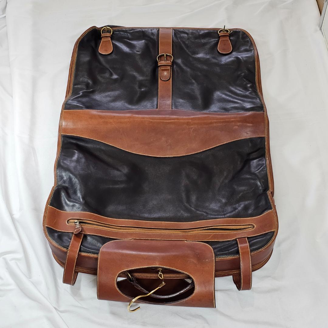 MICHEL CLO ヴィンテージ レザー ガーメントケース 茶 黒 ハンガー付