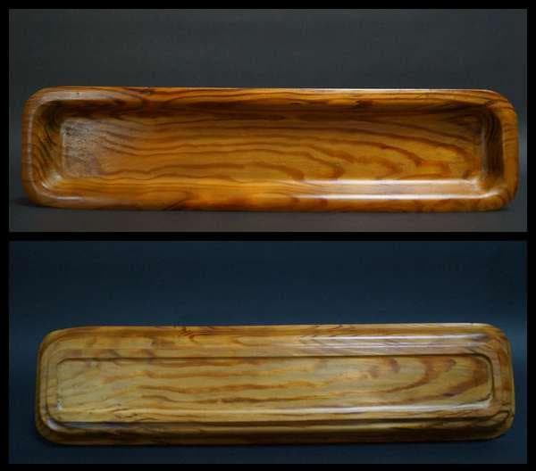 天然肥松製 一文字盆 刳り貫き盆 煎茶長方盆★美しい木目★長さ36.8㎝