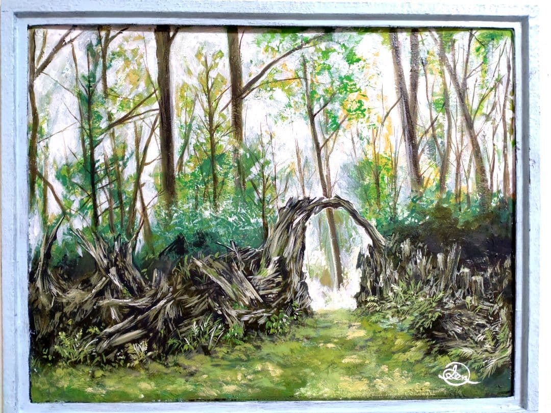 油絵【風景画】1点物の絵画作品/作者サイン入り◆額縁付属