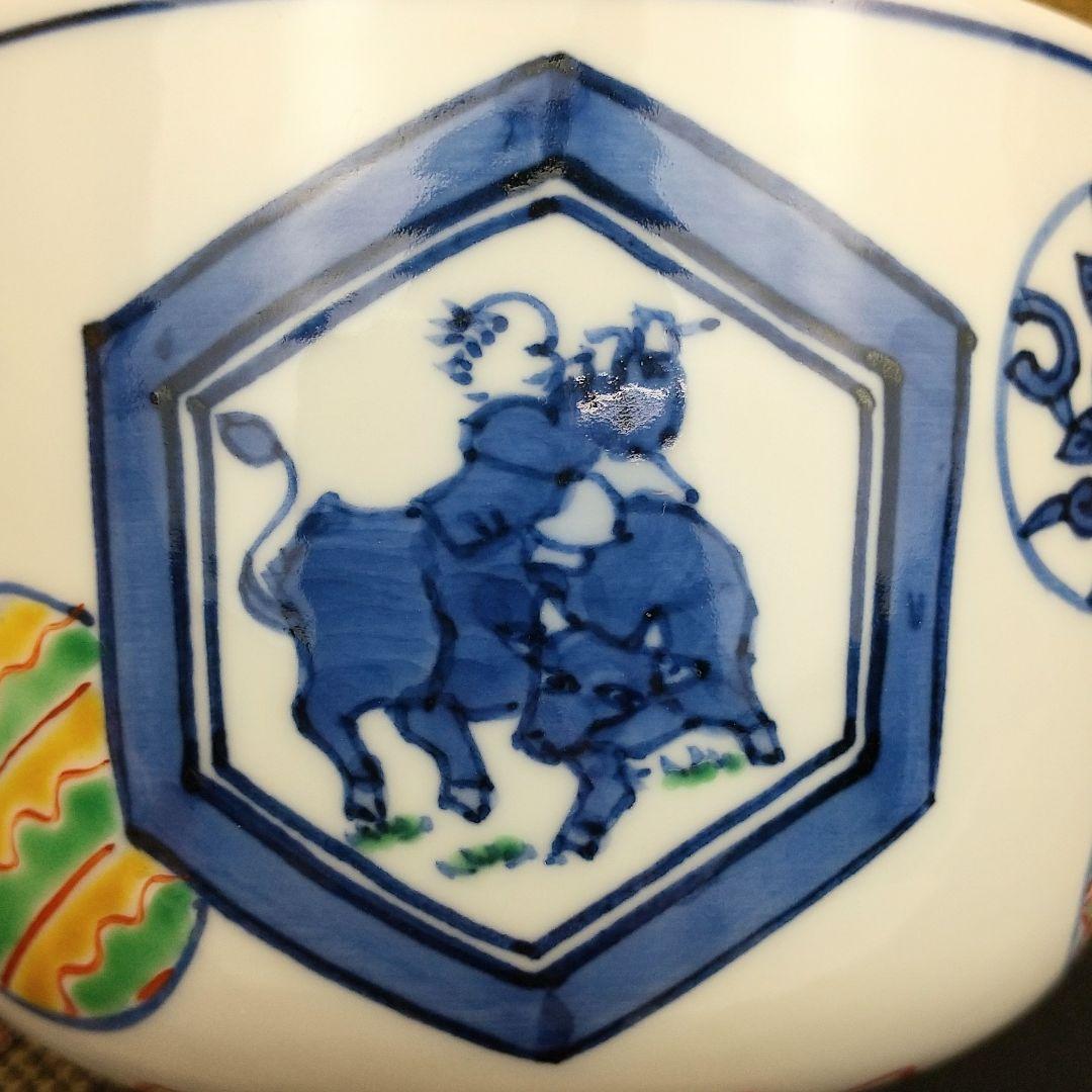 【お値下げしました！】茶道具　茶碗　五彩牧牛　紫翠釜　西村徳泉造