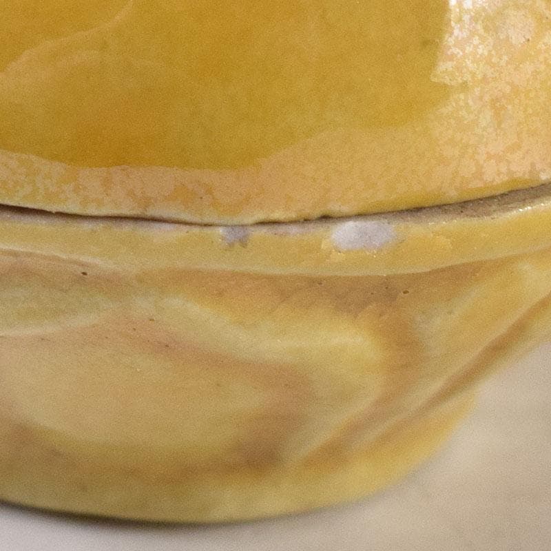 茶道具　平安竹泉造　黄交趾鳥　香合　共布共箱　V　R8622