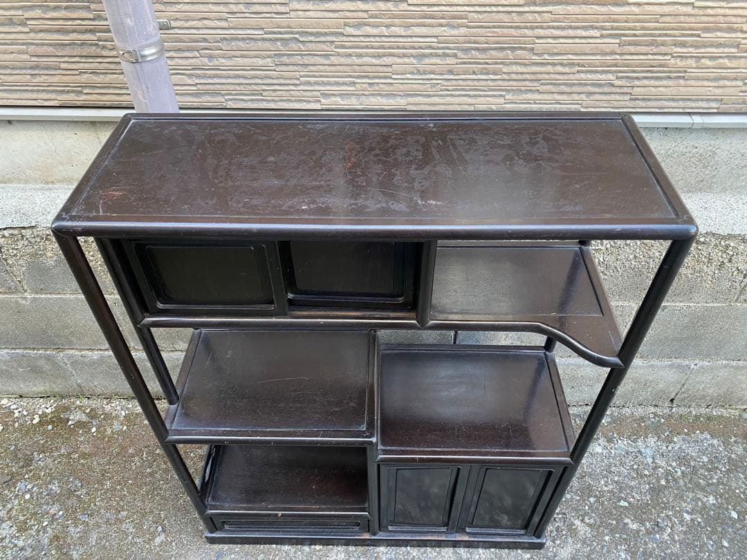 木製 飾り棚 和風 レトロ アンティーク 和室 収納 インテリアラック 状態込み