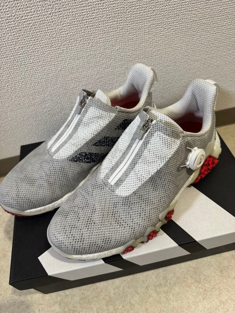adidas BOOST シューズ グレー/ホワイト/レッド　27.5㎝