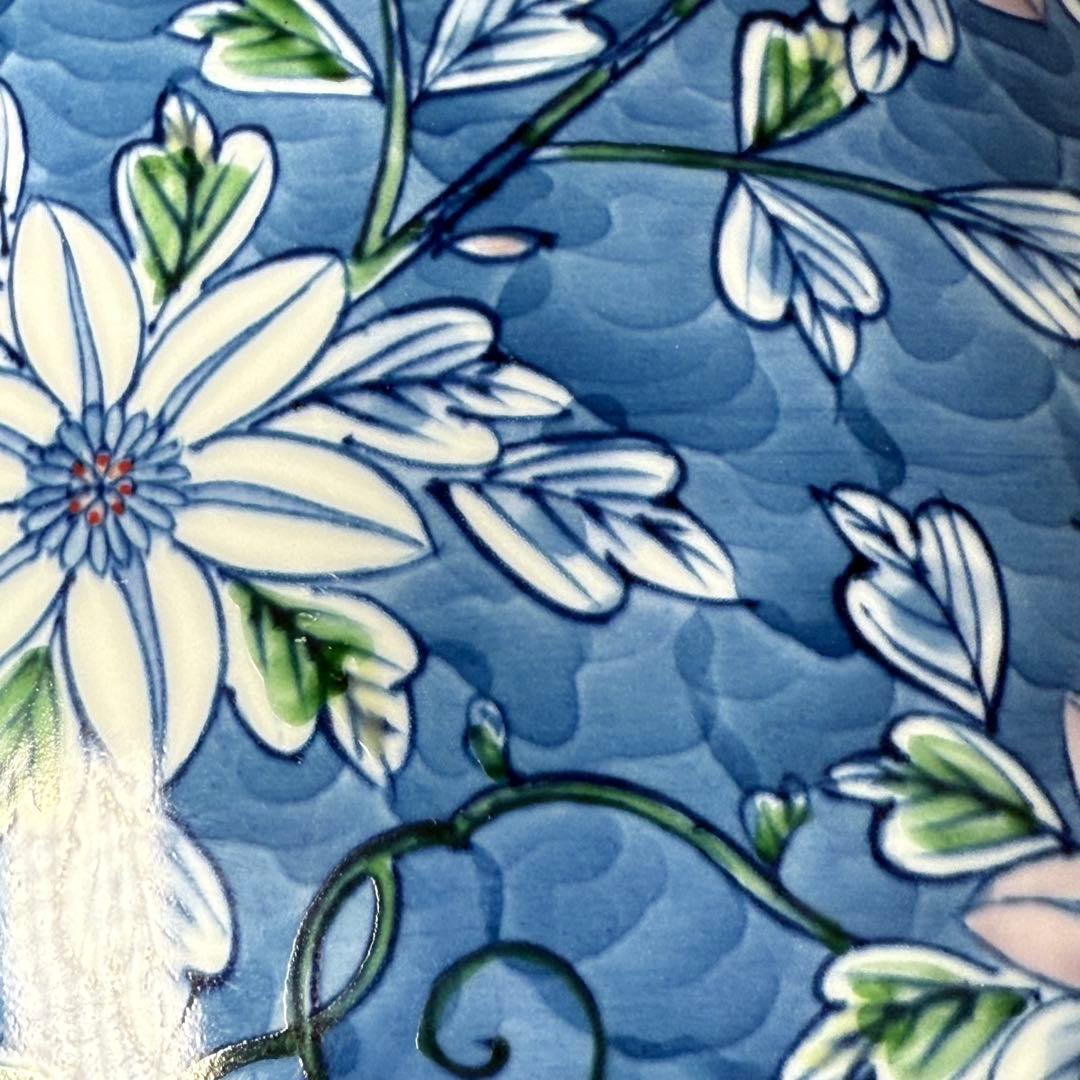 村上玄輝　染錦花草文様　花瓶　圧倒的な存在感　高さ27cm 胴径27cm　本人作