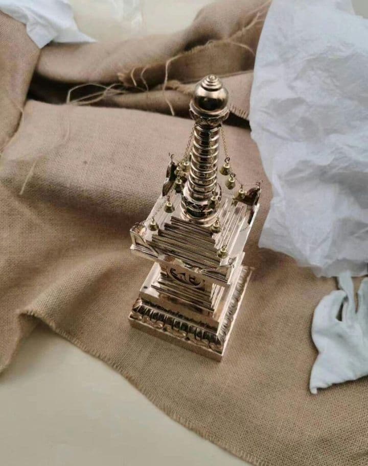 【修縁堂】密教法具 宝篋印塔 仏教美術 弘法大師 真鍮製vajra29cm