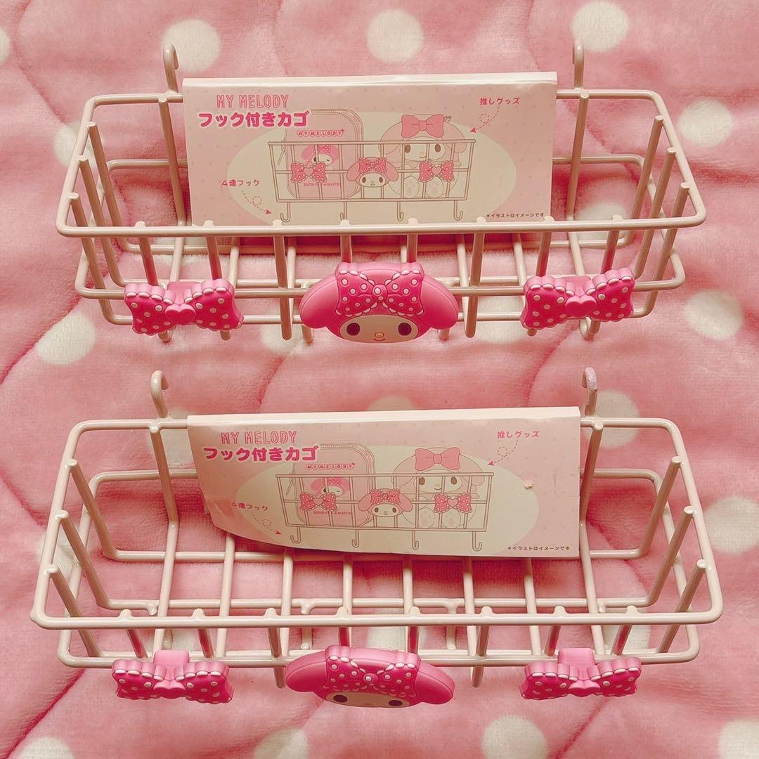 マイメロ 推しをかわいく飾り隊 ワイヤーネット フック付きカゴ マスコットチェア