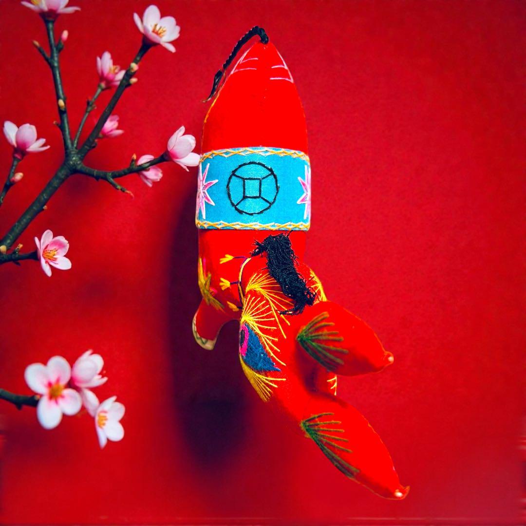 昭和期の中国民間玩具・陝西省西安 毛馿（馬/赤）郷土玩具　午年　干支飾り