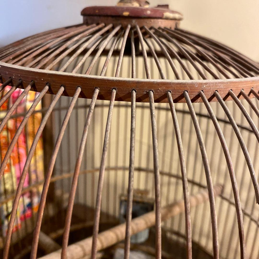 レトロ　鳥籠　竹と鉄製　ヴィンテージ