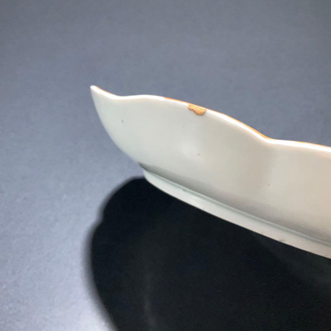 伊万里金襴手馬図変形皿　江戸　古伊万里　金直し　R0917w2ダH