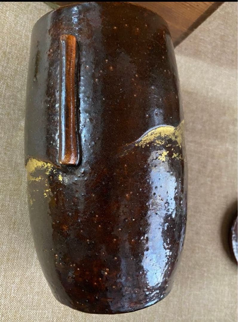 十三軒吉向 作 香炉釉 耳付 水指