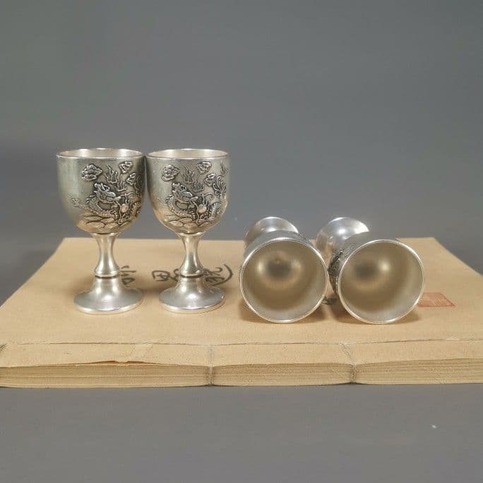 銅 細工 彫刻龍紋杯 装飾品 現代工芸品 美術品 置物