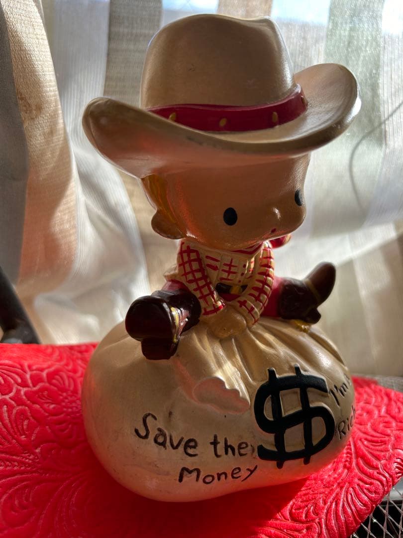 内藤ルネ カウボーイ 貯金箱 昭和レトロ ＄