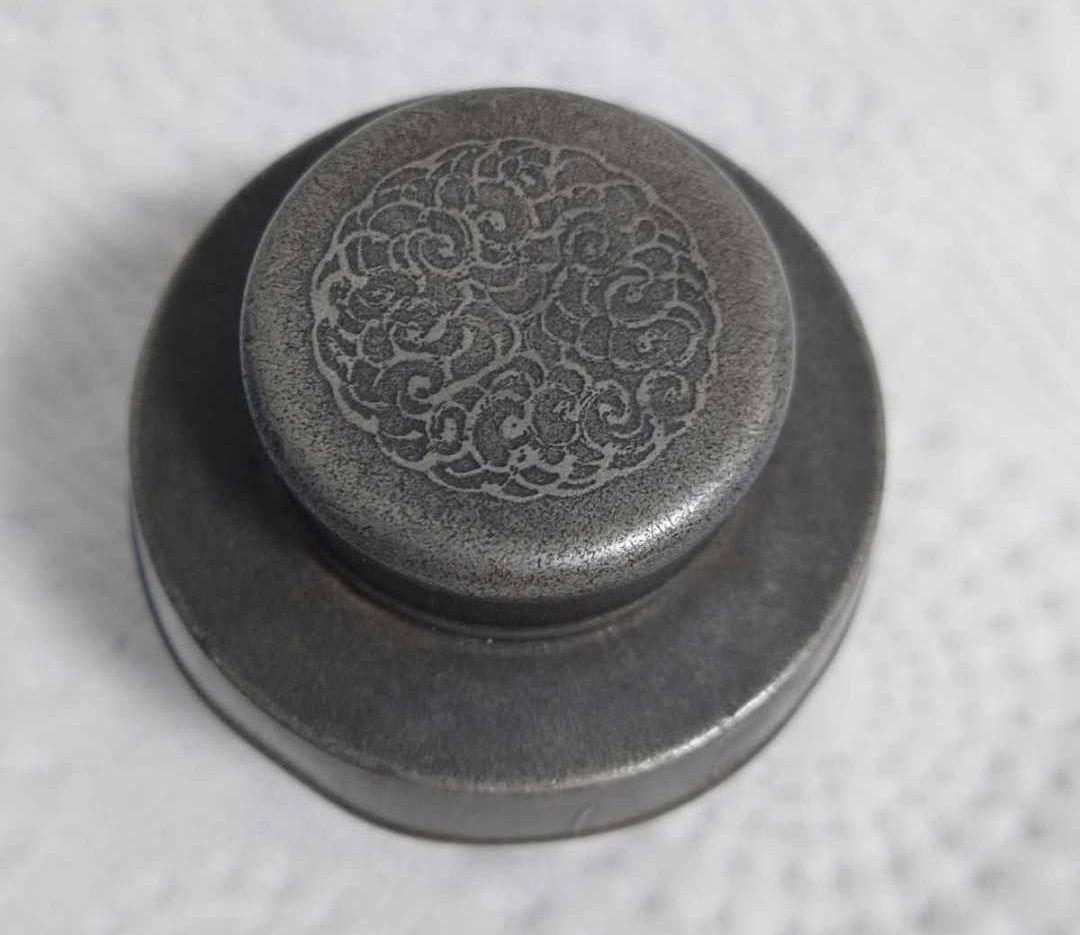 【即納】骨董 茶壷 間村自造 古錫製 梅花 茶入れ 茶道具 煎茶 茶筒 茶道