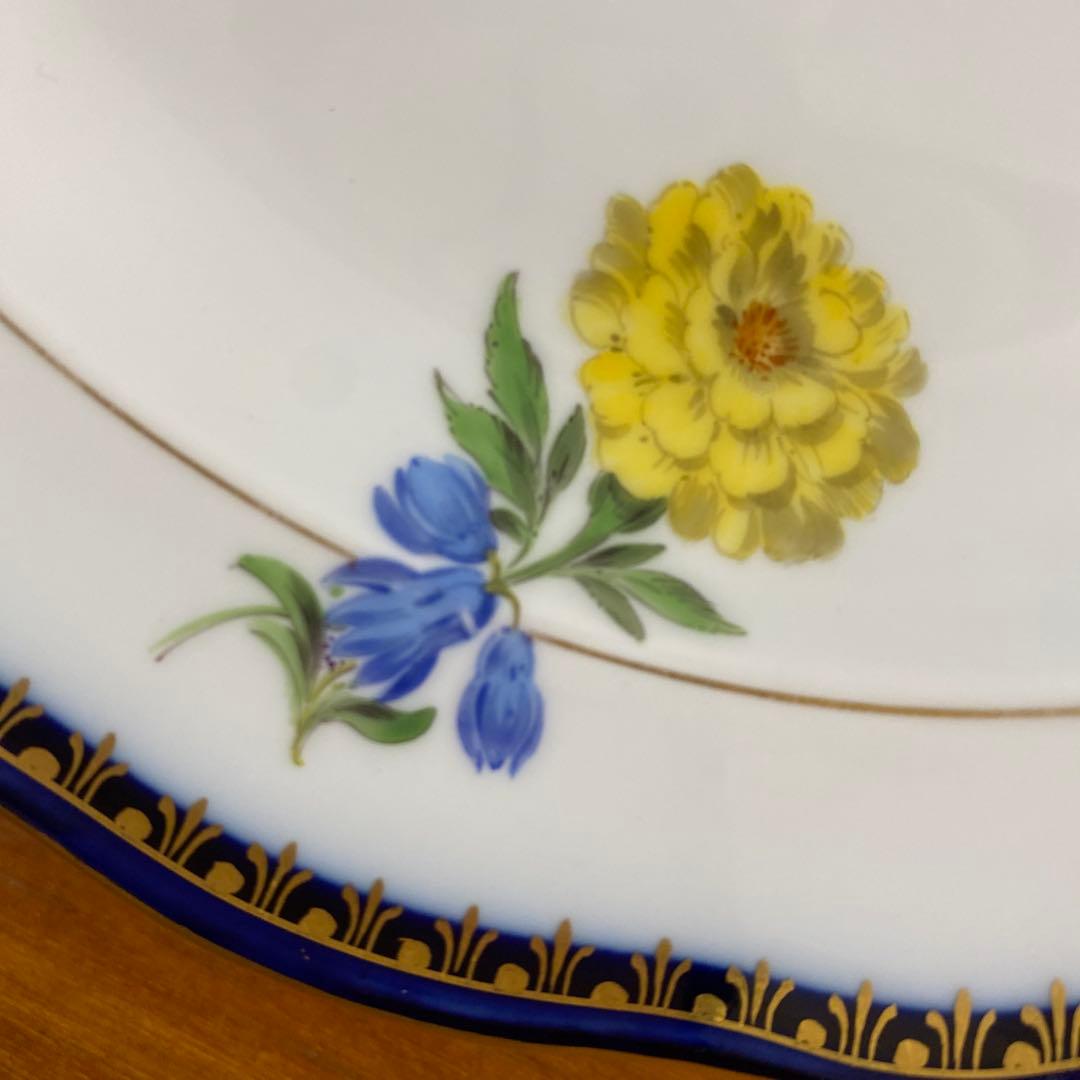 マイセン Aカンテ ベーシックフラワー プレート 21cmコバルトブルー　一級品