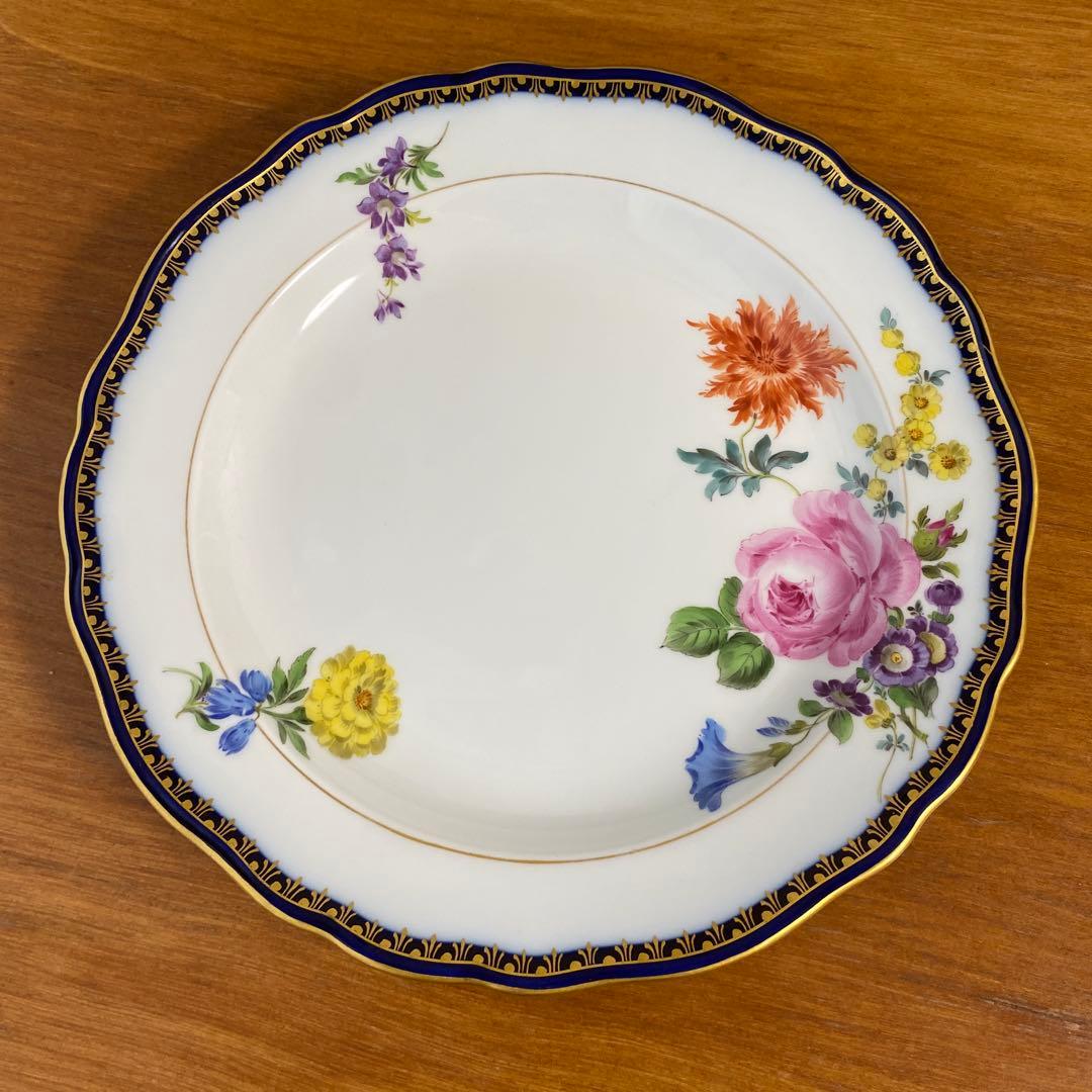 マイセン Aカンテ ベーシックフラワー プレート 21cmコバルトブルー　一級品