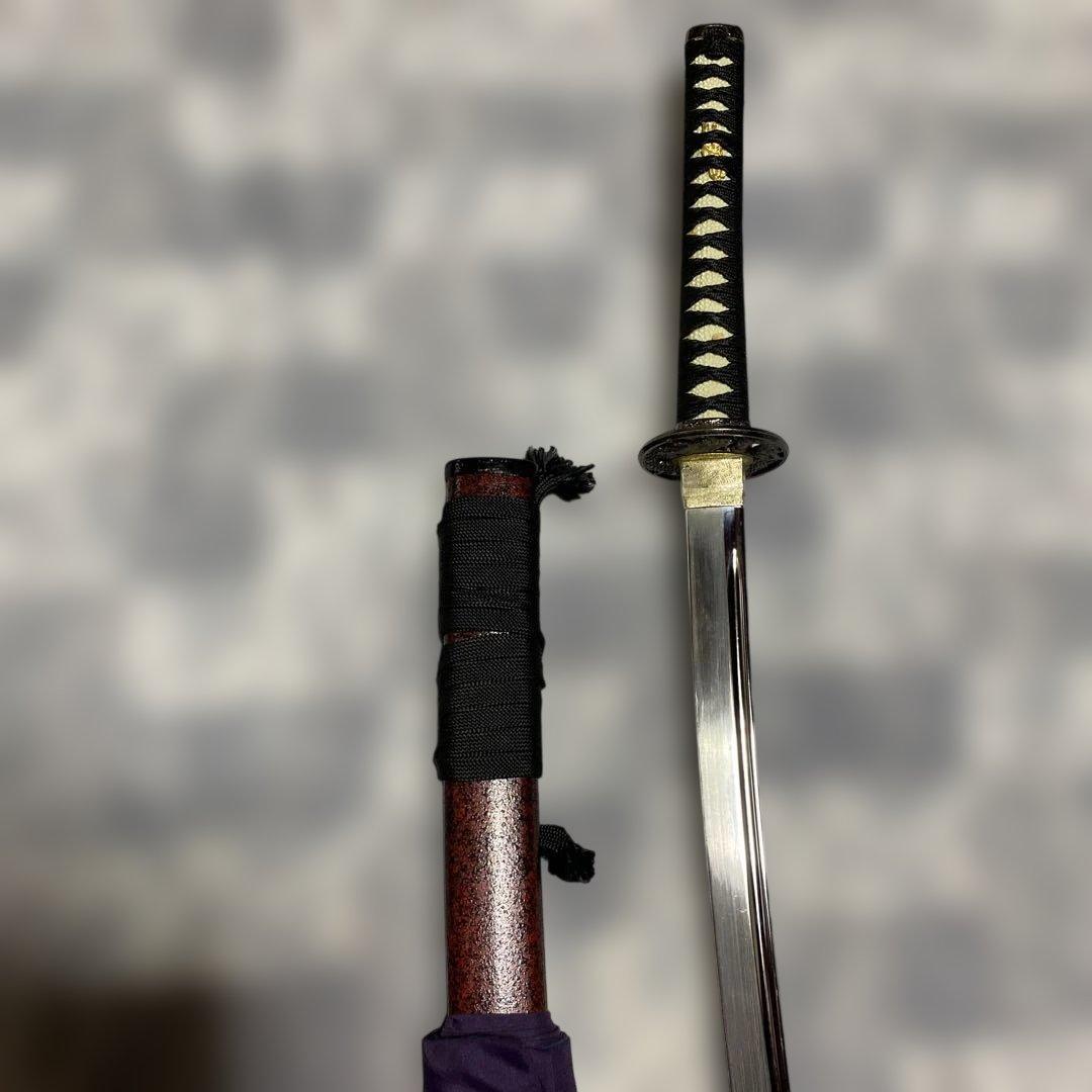 豪華模造刀(刀袋付) 坂本龍馬拵え 黒柄 龍彫透し丸鍔