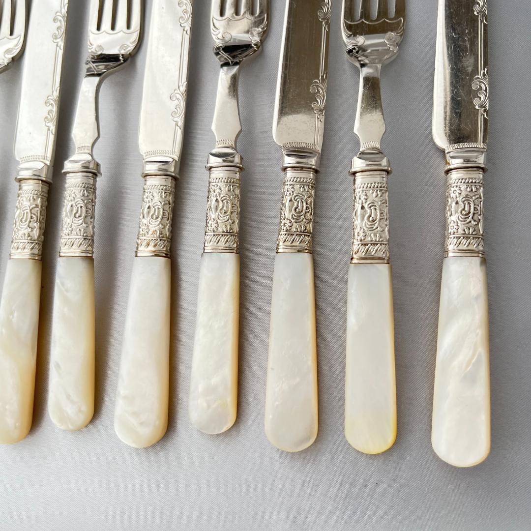 【Harrison Fisher】【白蝶貝】デザートセット ナイフ/フォーク