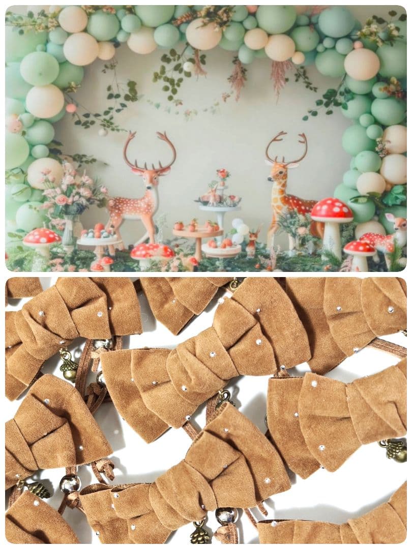 業務用トリミンチョーカー　秋色リボン　70個　11月どんぐり松ぼっくりチャーム