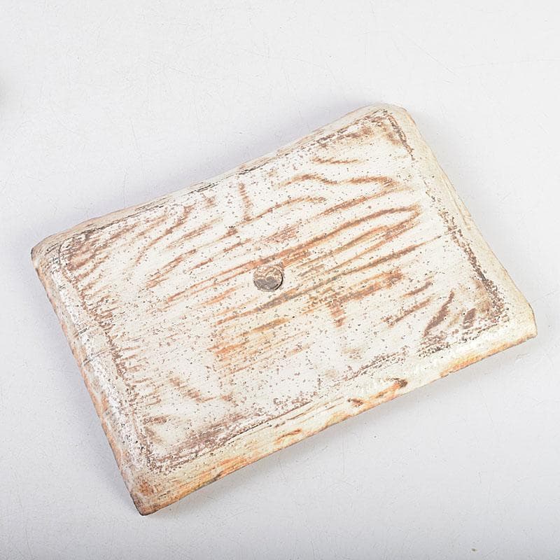 和食器　茶懐石　熊本喜一作　粉引　陶皿　銘々皿　五客　共箱　V　8917