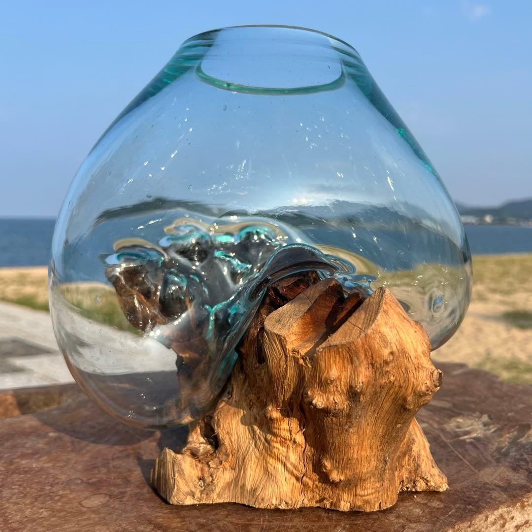 流木ガラスオブジェ特大H 花瓶 金魚鉢 テラリウム フラワーポット 水槽 アート