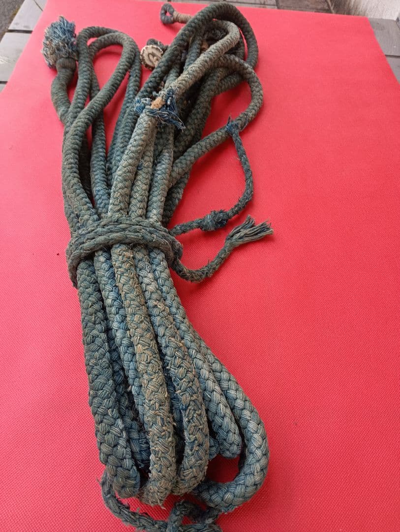 江戸時代後期幕末頃阿波淡路國徳島藩蜂須賀家知行地内武家旧家蔵出藍染武具馬具根付綱