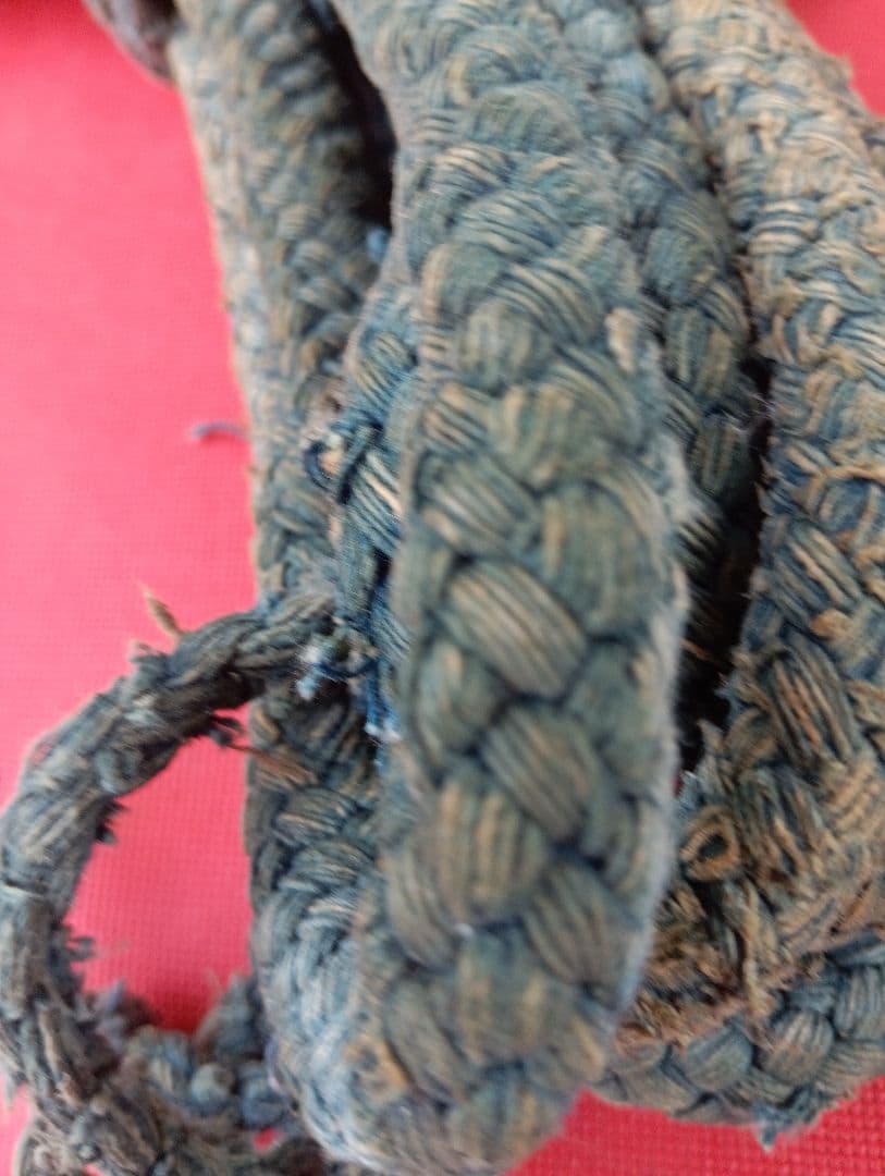 江戸時代後期幕末頃阿波淡路國徳島藩蜂須賀家知行地内武家旧家蔵出藍染武具馬具根付綱