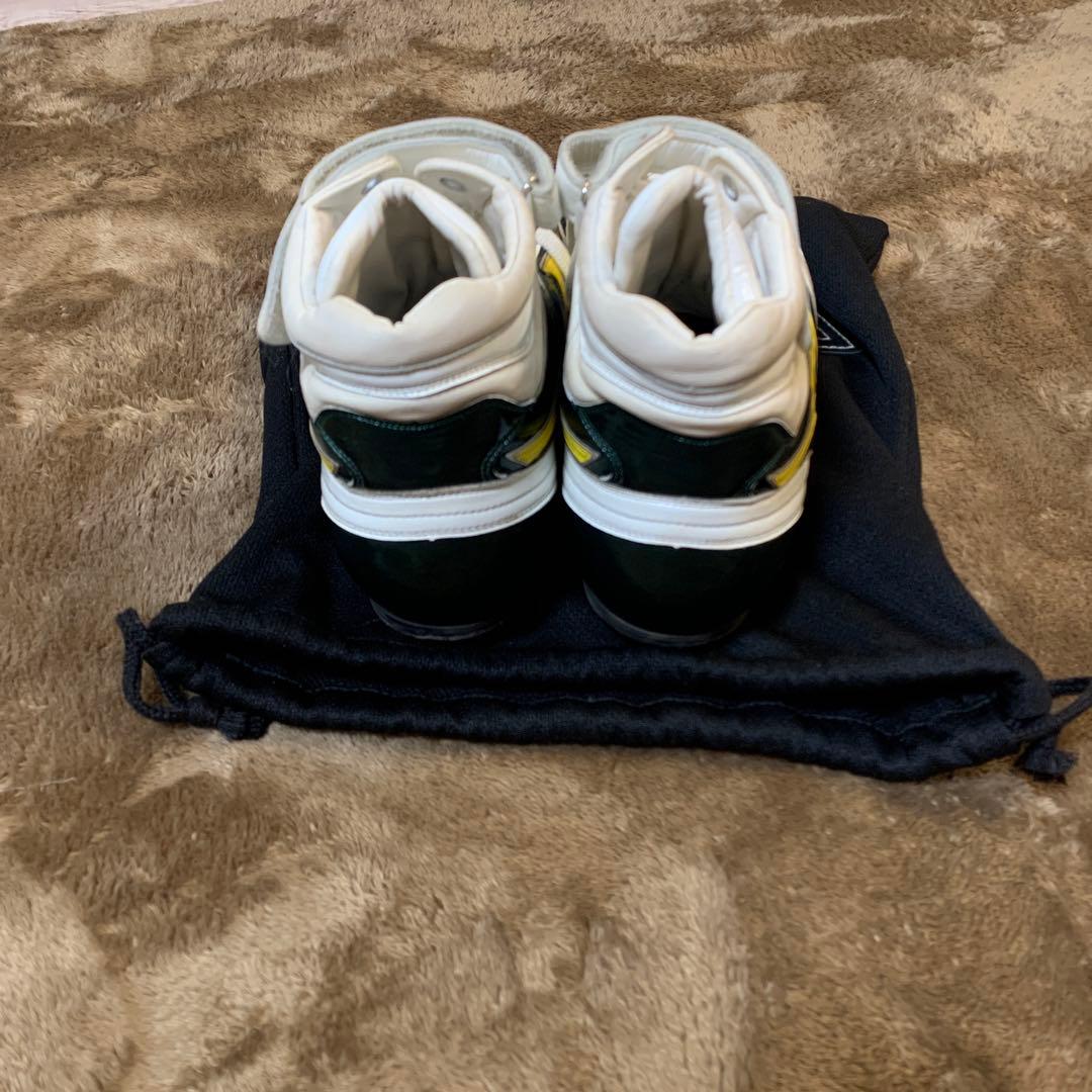 ミズノプロ　オーダースパイク ハイカット　ホワイト/グリーン/イエロー