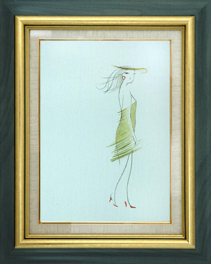 油絵 菅家令子 絵 絵画 インテリア 額付(銀) F4-080314 人物 女性