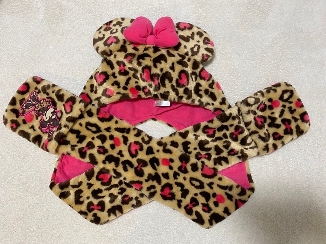 ディズニー　ミニー　ヒョウ柄　ファンキャップ カチューシャ　ピンク　セット