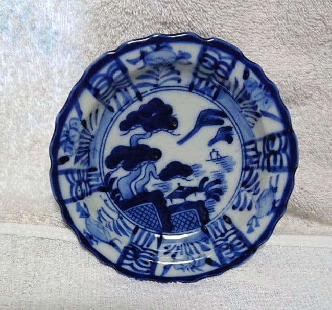 古伊万里染付輪花4寸皿5客A478