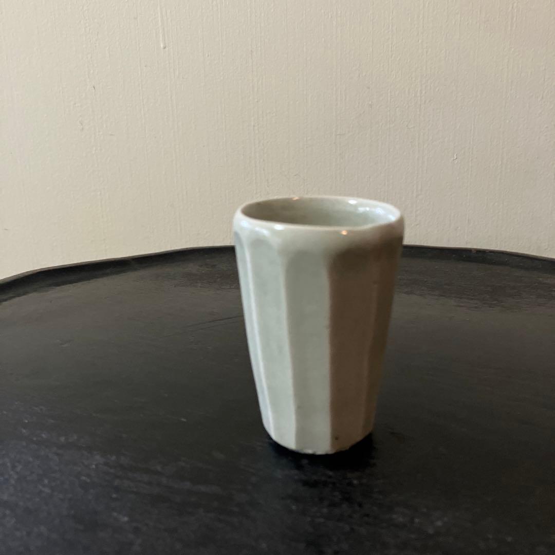 李朝面取筒盃　酒器　白磁　秦秀雄　浅川伯教　韓国アンティーク　朝鮮骨董　徳利
