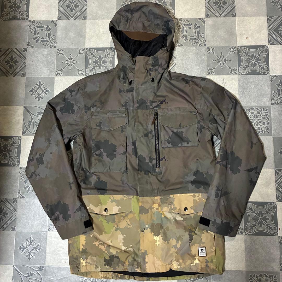 SESSIONS スノーボードジャケット 迷彩 カモフラ ドローコード ZIP