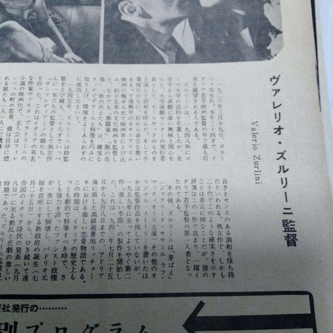 激しい季節　イタリア映画　60年　パンフレット　極レア　ズルリーニ　ドラゴ