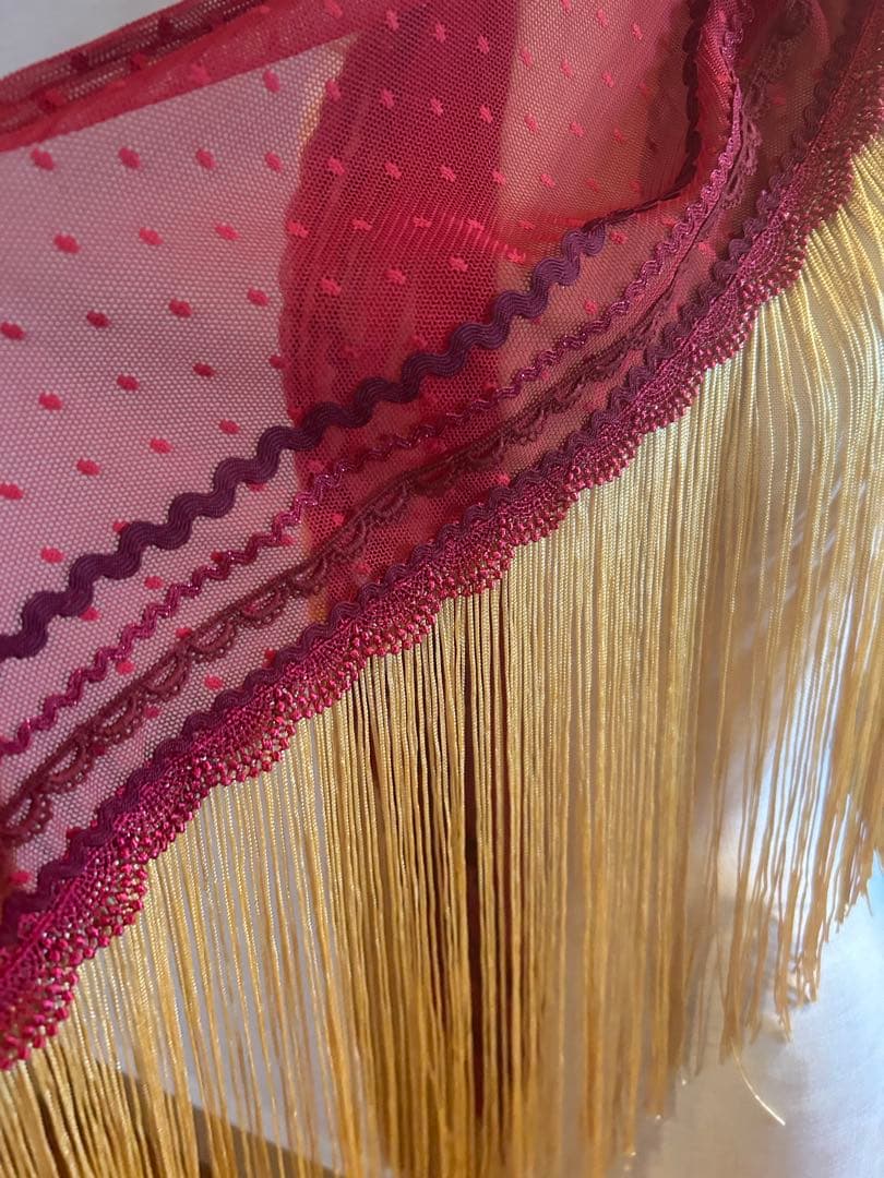 新作★ボルドー系フラメンコシージョボルトー×ゴールドフリンジ