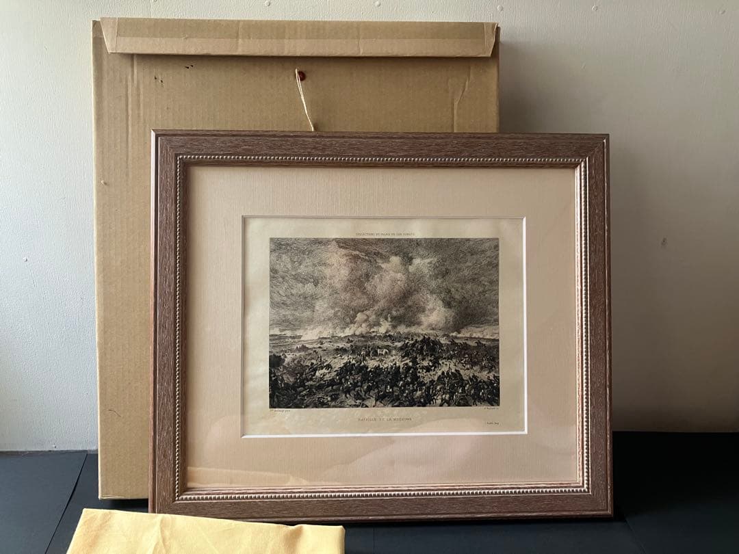 1980〜1900年オークション用カタログエッチング「モスクワ河の戦い」