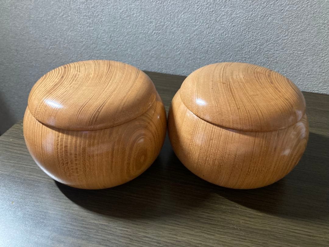 【美品】【再値下げ】　蛤碁石181個　那智黒石182個　35号　欅碁笥セット