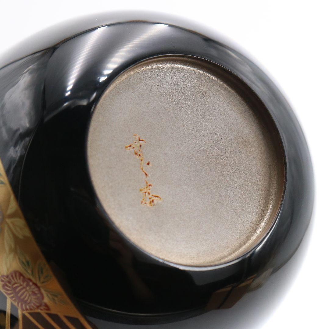 鈴木光入作 扇舟蒔絵 大棗 内銀溜 茶道具 共箱　DB788　N2