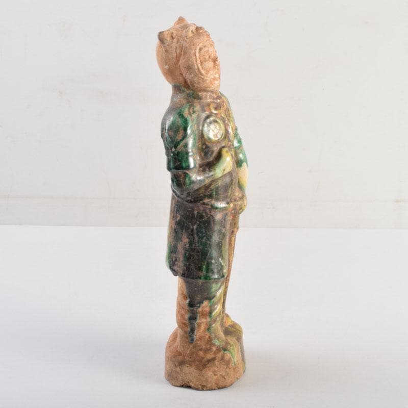 中国　三彩　兵馬俑　人物俑　陶人形　人物像　武人像　C　8846