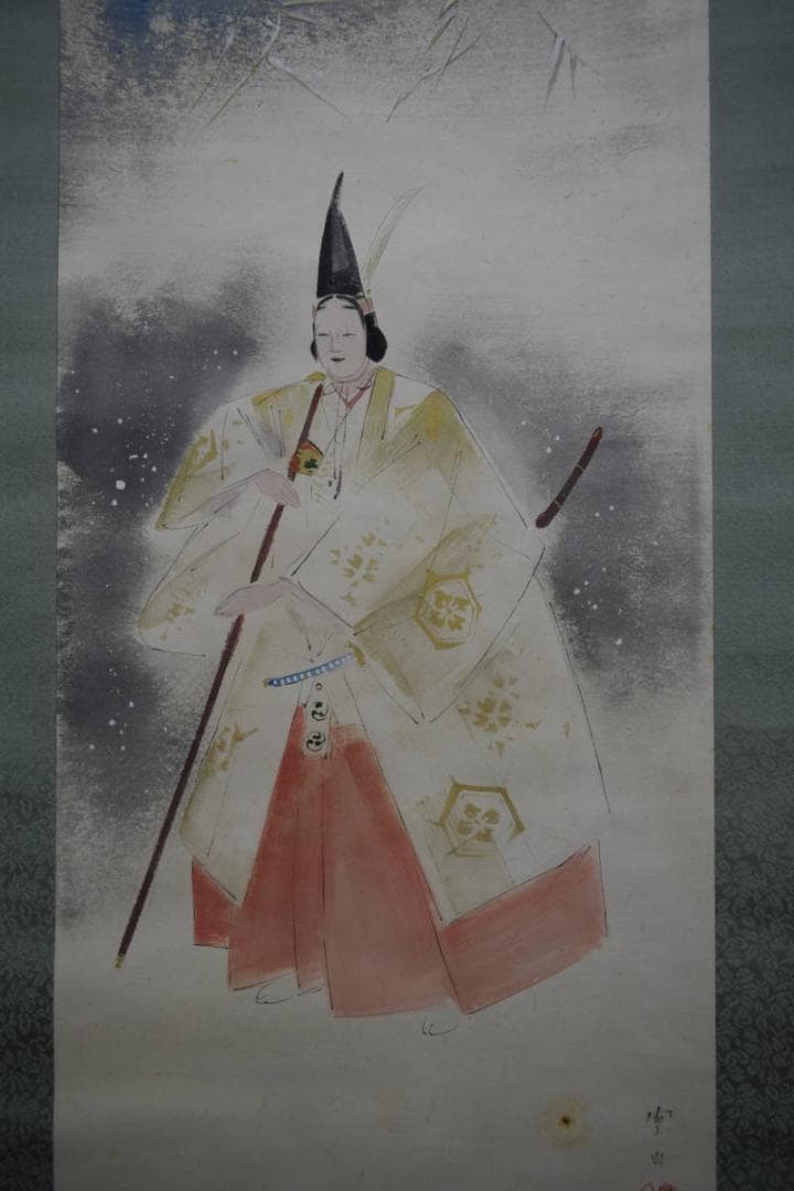 真作/三宅鳳白/能舞/巴御前/桐共箱付/布袋屋掛軸HF-487