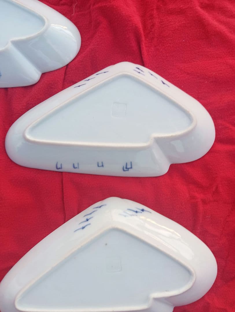 富士山デザイン陶器皿5枚セット　古伊万里　変形　小皿