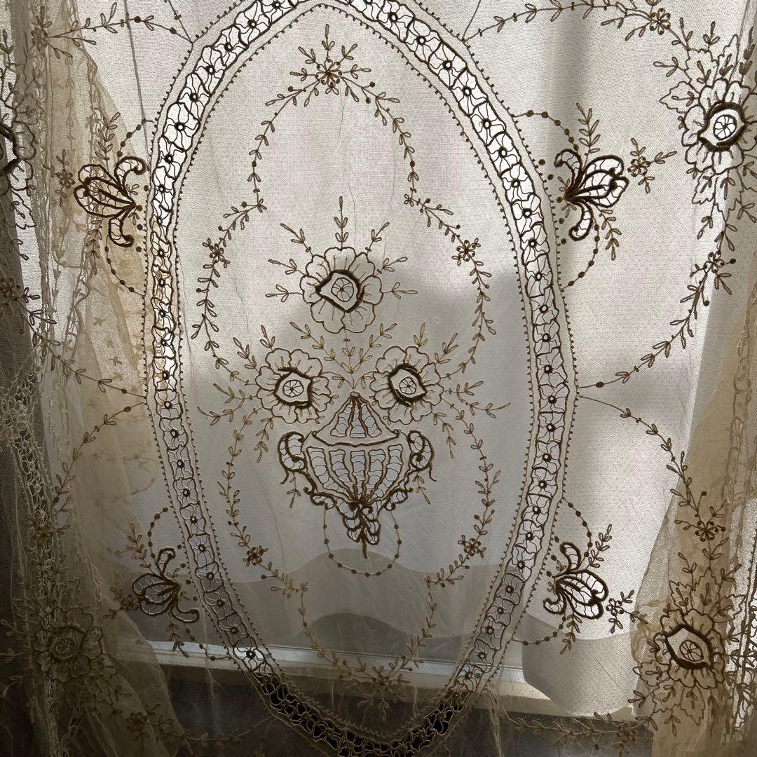 アンティークフランス　レースベッドスプレッド2枚セット