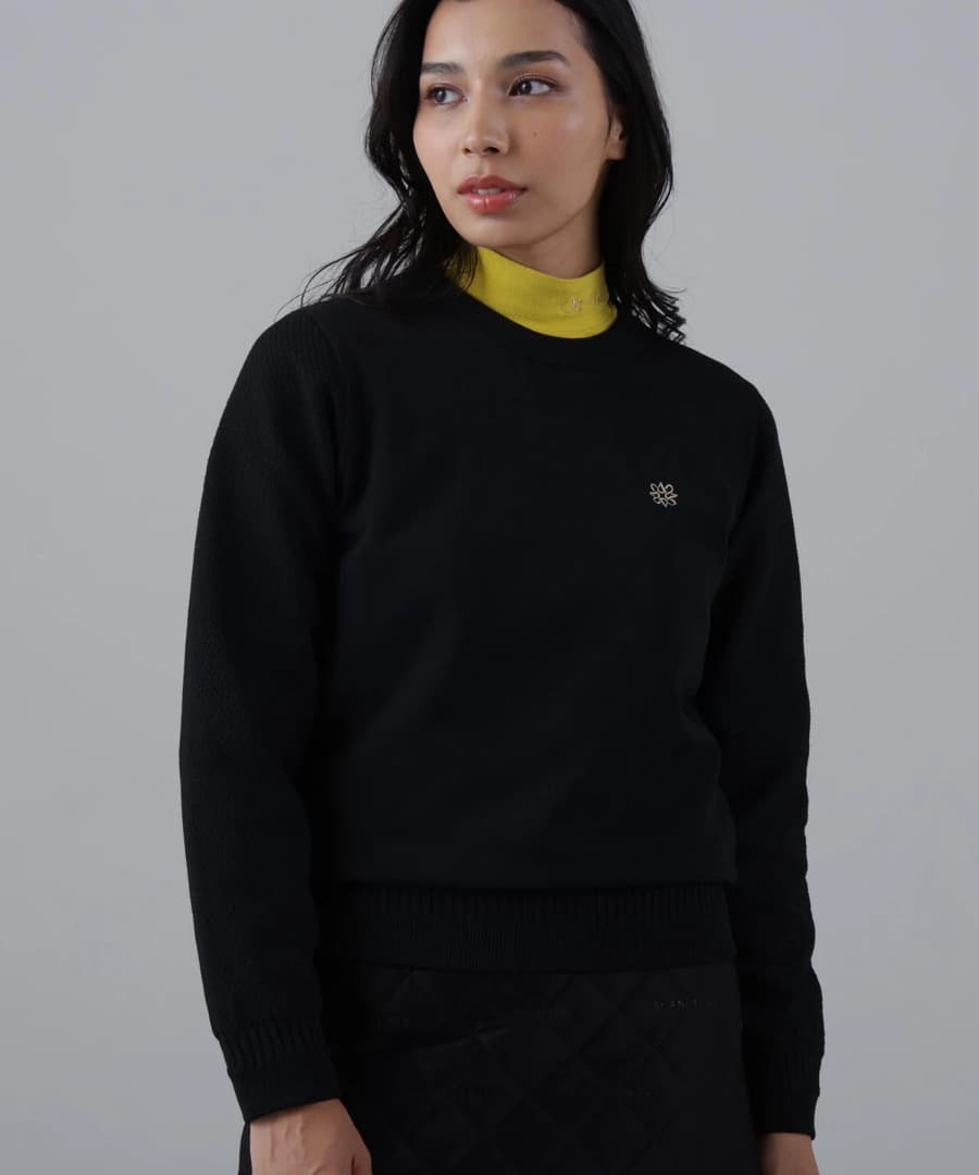 St ANDREWS 12G天竺×リンクス裏地付きクルーネックニットプルオーバー