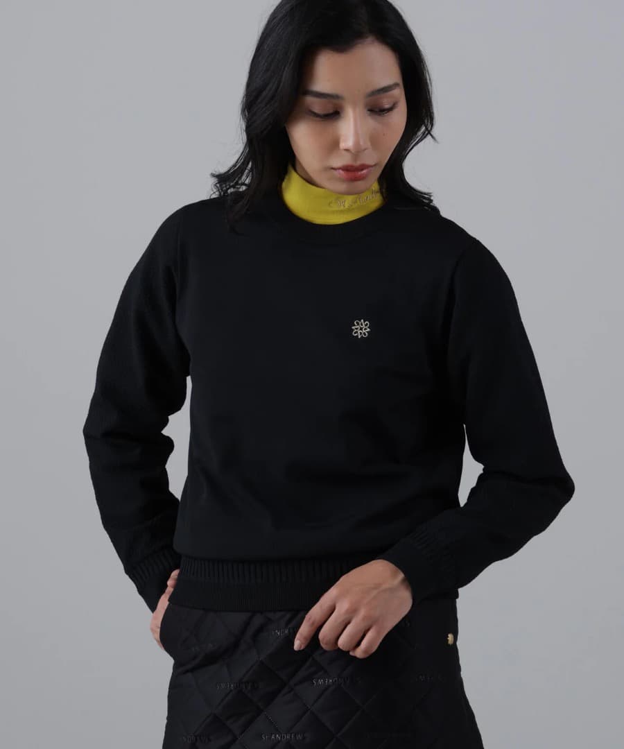 St ANDREWS 12G天竺×リンクス裏地付きクルーネックニットプルオーバー