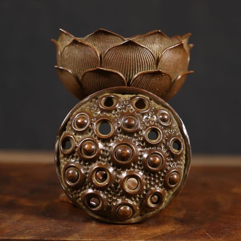 銅製 蘇工蓮華薫香炉 銅香炉 檀香炉 茶台香道具 装飾品 工芸品 置物