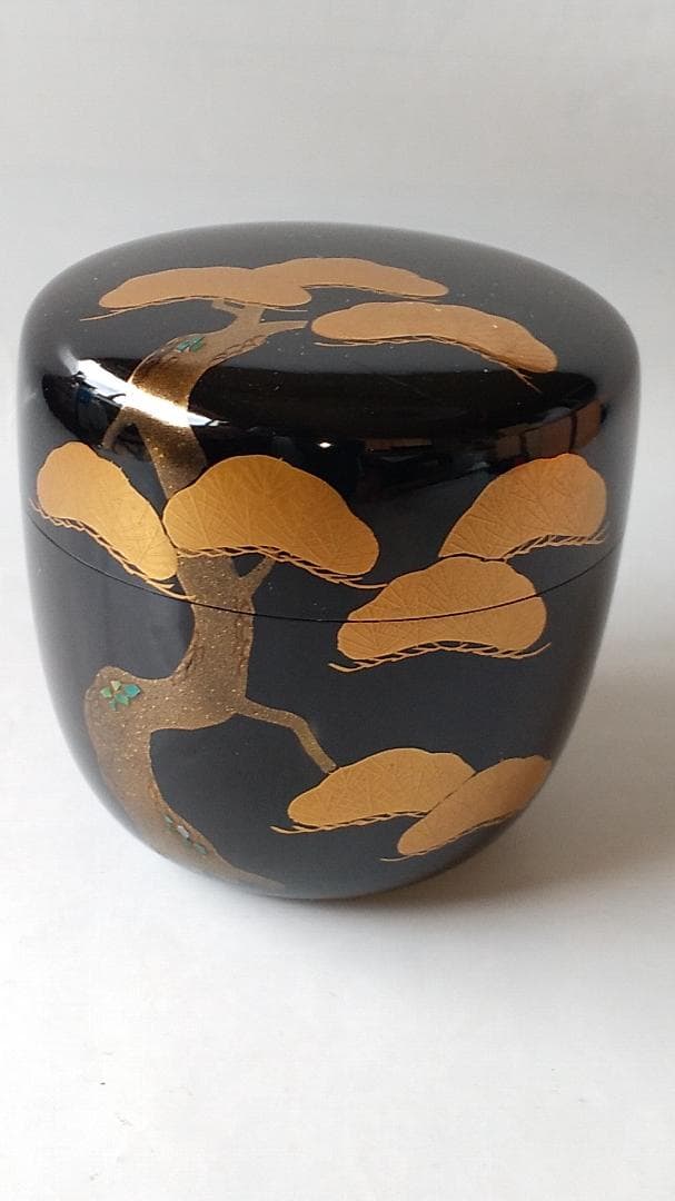 河畠宗琳 作 老松蒔絵 中棗 棗 共箱 蒔絵 螺鈿細工 漆器 漆芸 茶道具 新品