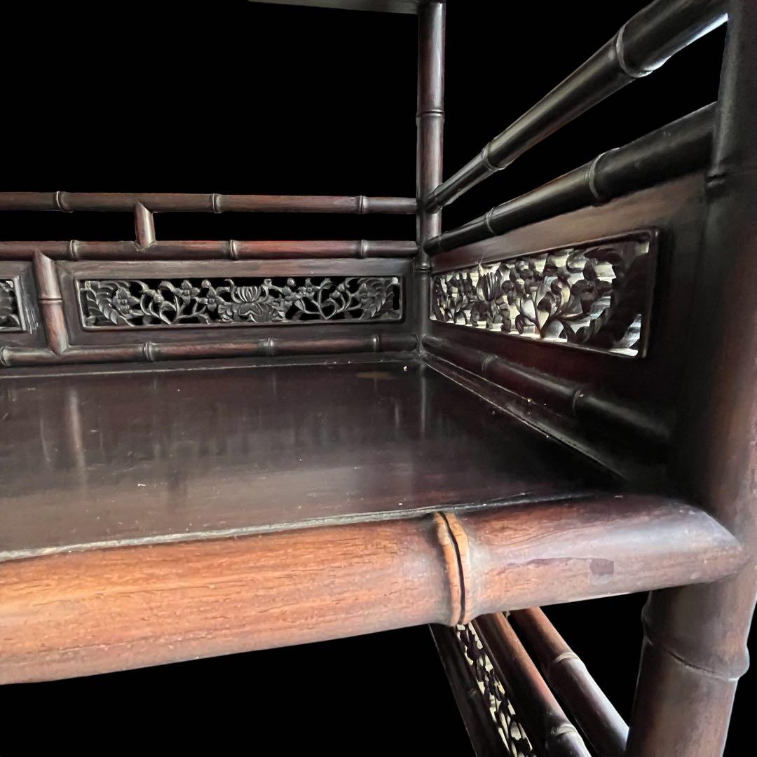 最高級 大阪唐木指物 紫檀 茶棚 茶箪笥 飾り棚 サイドボード キャビネット