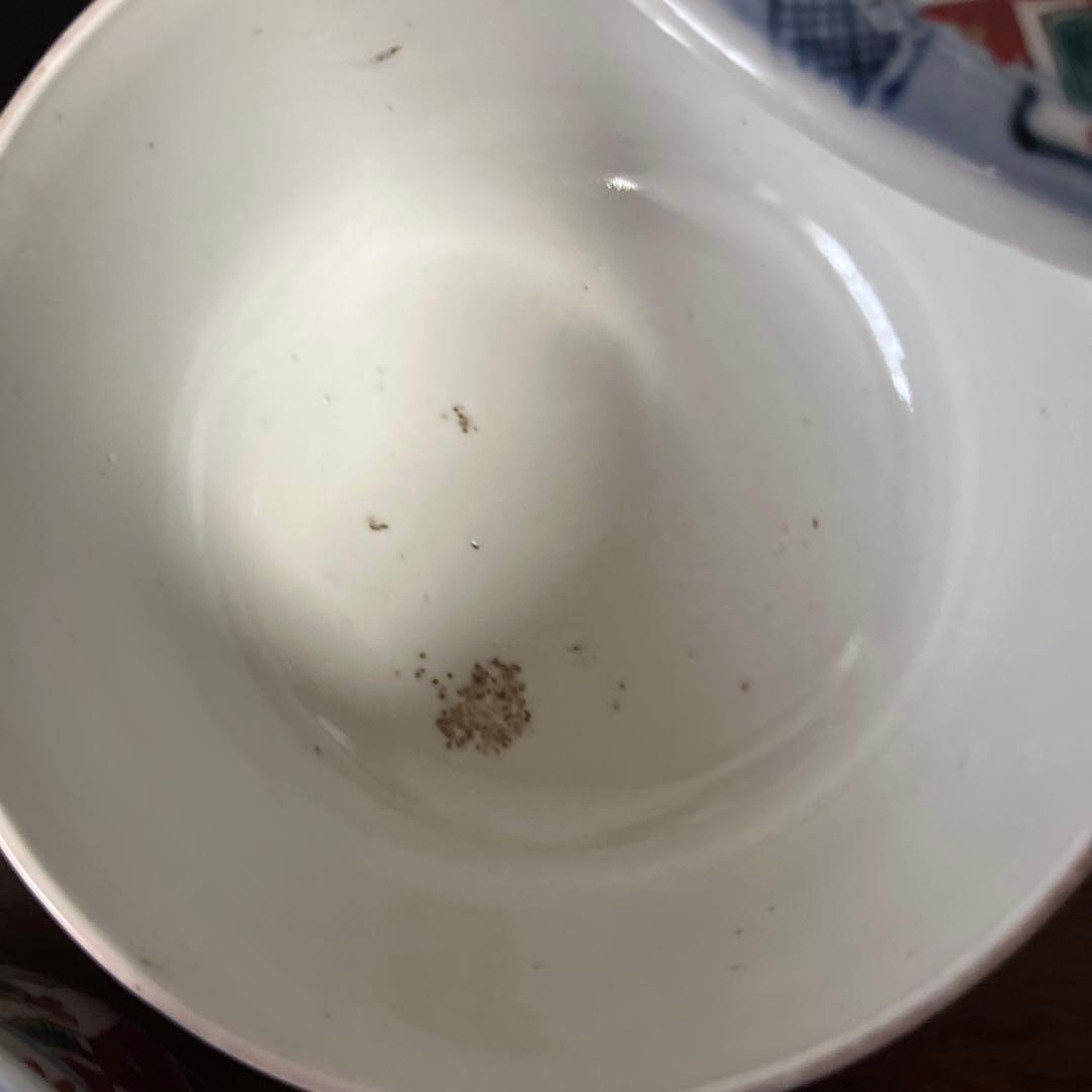 限定最終処分特価古伊万里色絵蓋付お茶碗五客煮物鉢　大きめ　完品　食卓のインテリア